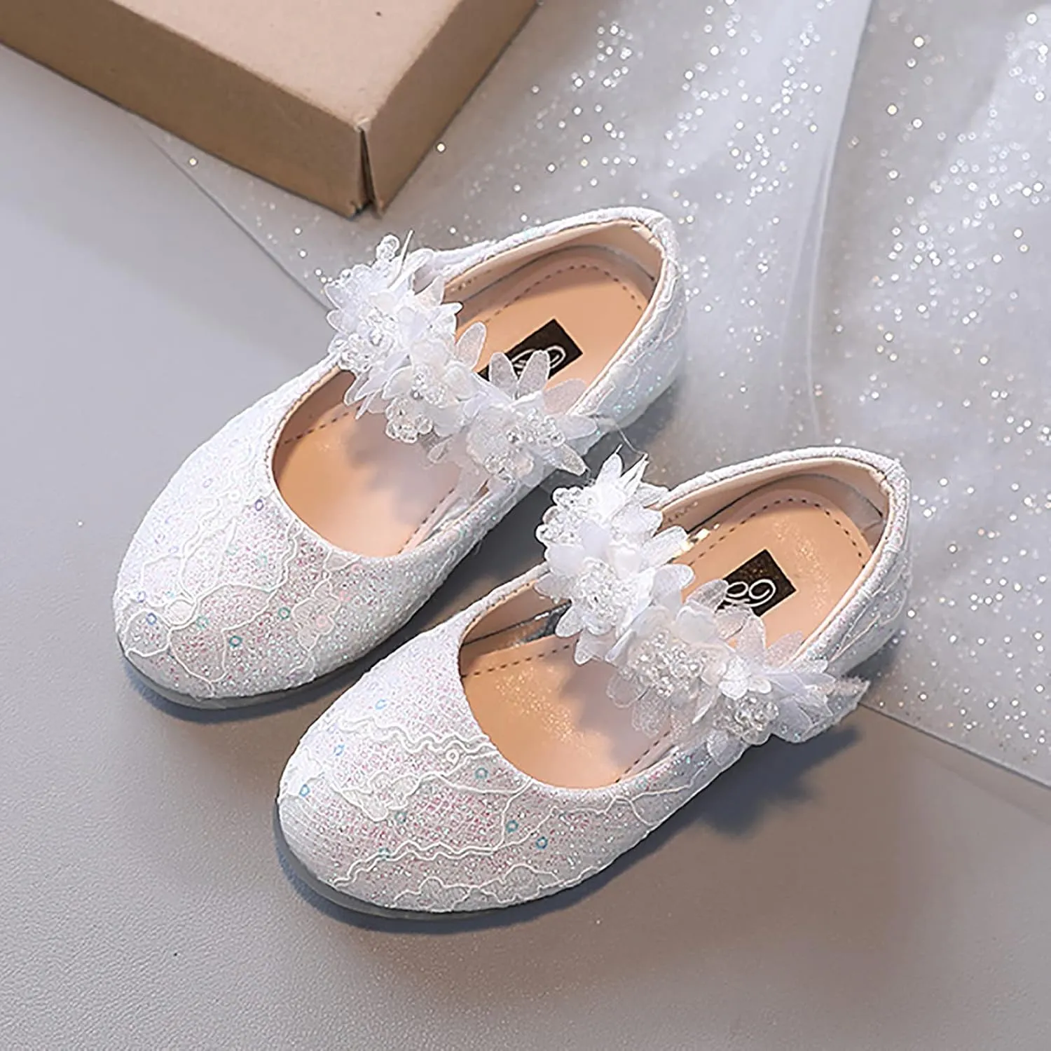 Toddler Girl Dress hinestones Flower Dancing Shoes Low Heel Leather Mary Jane Baby Kids Princess Sandals Flat