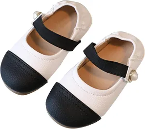 Toddler Girls Dress Pu Shoes Color Block Mary Jane Ballet Flats Flower Infant Kids School Party Wedding Shoes