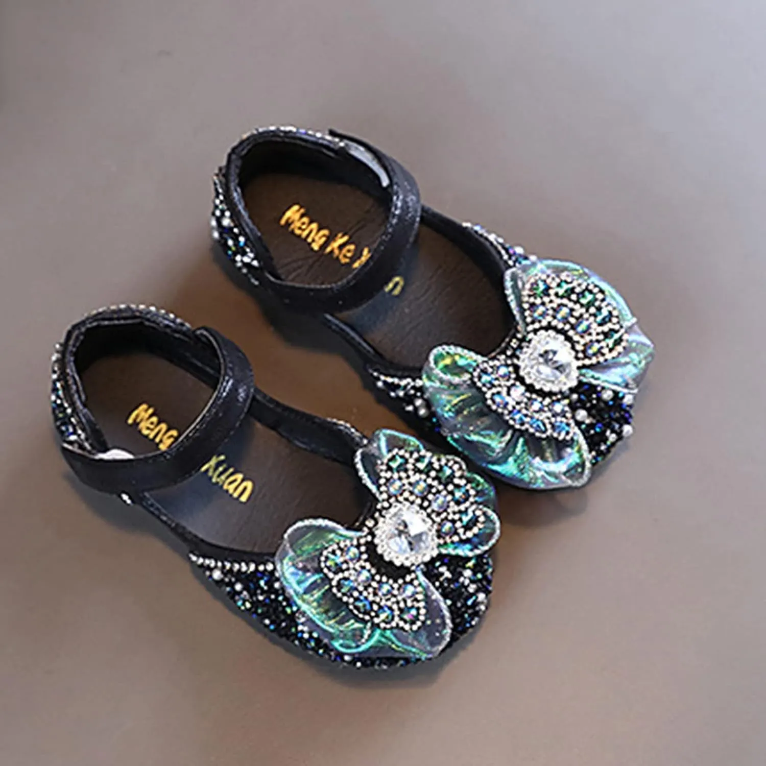 Toddler Girls Dress Shoes Mary Jane Ballet Flats Rhinestones Bows Flower Girl School Party Wedding Sandals