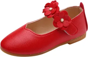 Toddler Girls Leather Dress Shoes Flower Girl Flat Bow Mary Jane Wedding Party Flower Shoes Girls Dance Shoes