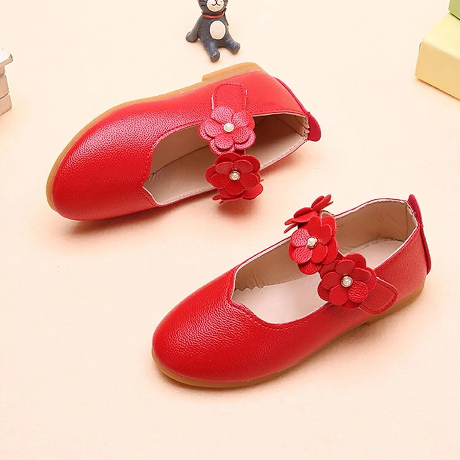 Toddler Girls Leather Dress Shoes Flower Girl Flat Bow Mary Jane Wedding Party Flower Shoes Girls Dance Shoes