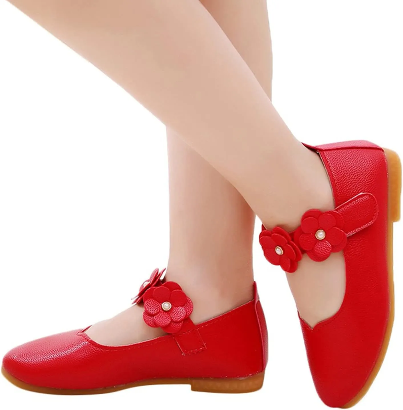 Toddler Girls Leather Dress Shoes Flower Girl Flat Bow Mary Jane Wedding Party Flower Shoes Girls Dance Shoes