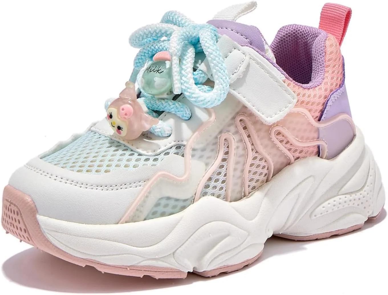 Toddler Kids Sneakers for Boys and Girls with Hook and Loop Strap, Lightweight Breathable Mesh Running Shoes, Non-Slip Cute Cartoon Athletic Shoes for School, Playground, Walking, Sports, Everyday Wear