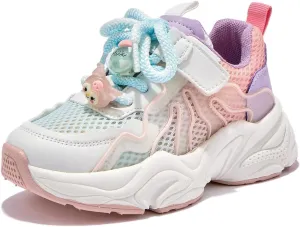 Toddler Kids Sneakers for Boys and Girls with Hook and Loop Strap, Lightweight Breathable Mesh Running Shoes, Non-Slip Cute Cartoon Athletic Shoes for School, Playground, Walking, Sports, Everyday Wear
