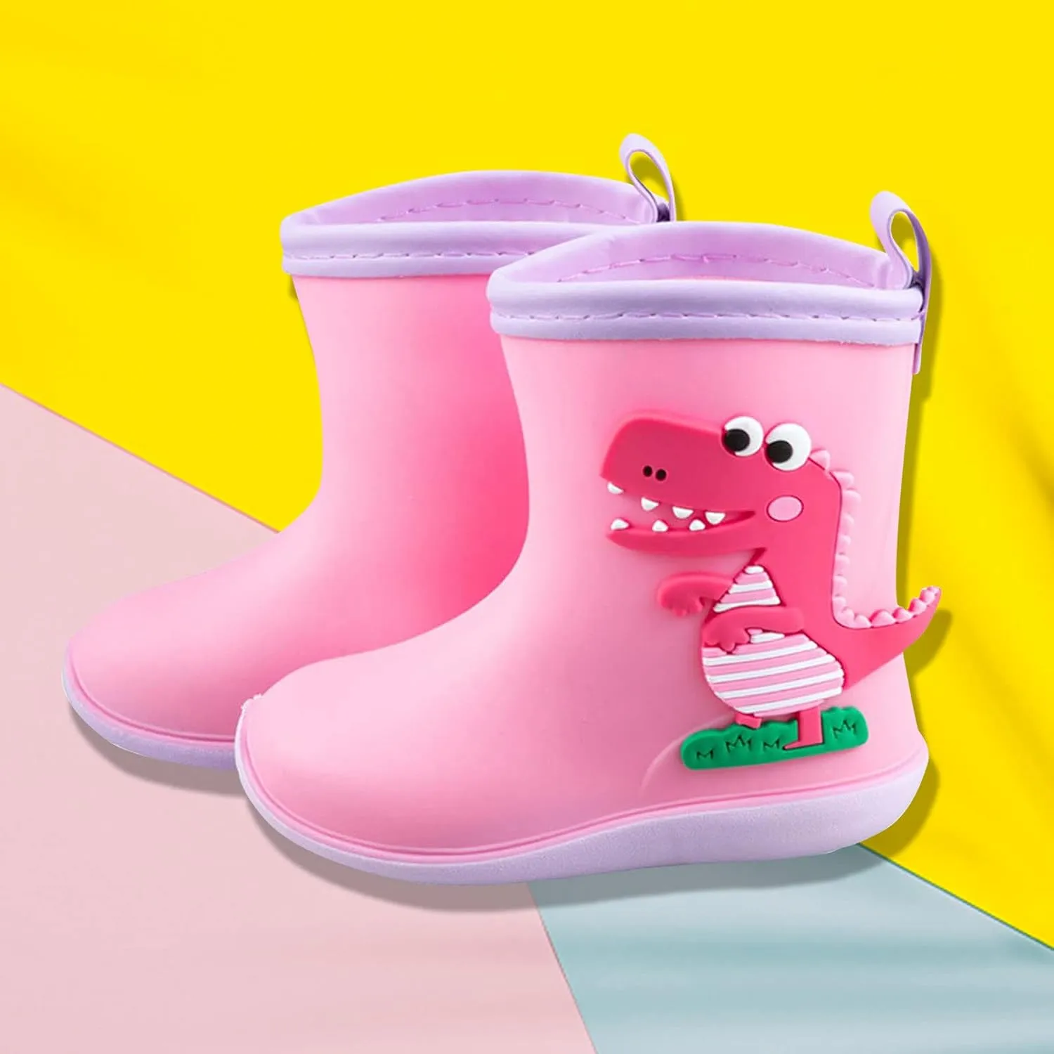 Toddler Rain Boots Big Dinosaur Children's Rain Shoes Cartoon Pattern Baby Rain Boots Wearable Water Rubber Shoes, 5