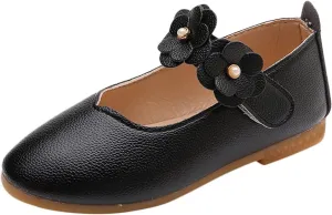 Toddler/Little Girls Mary Jane Ballerina Flat Flower Girl Non-Slip Soft Slip On Princess Dress Shoes for Wedding