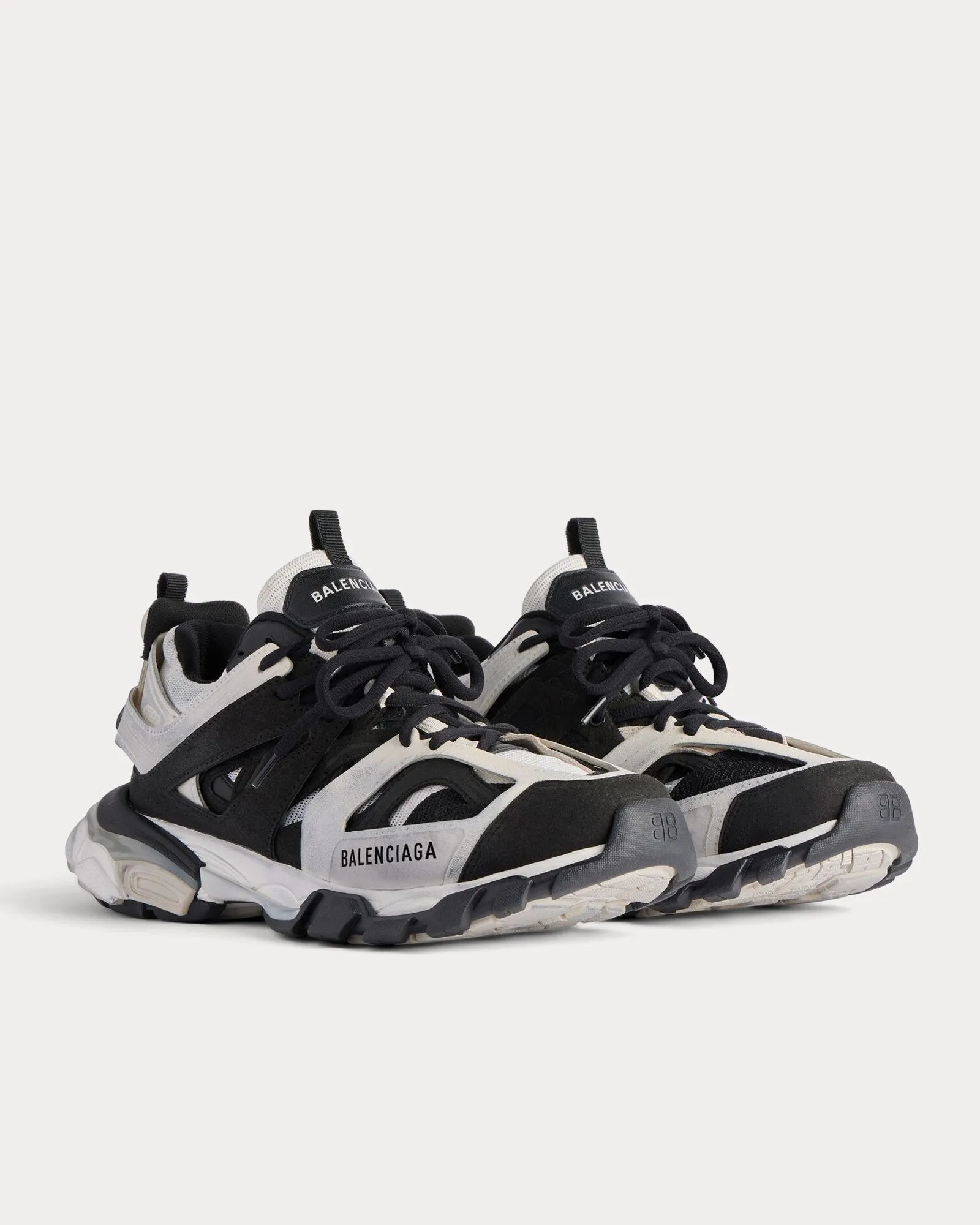 Track Mesh & Suede-Like Fabric Grey / Black / White Low Top Sneakers