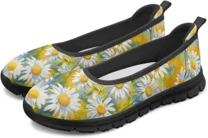 UNICEU Womens Floral Flats Shoes Breathable Slip On Low Top Loafers Lightweight Non-Slip Fashion Walking Sneakers