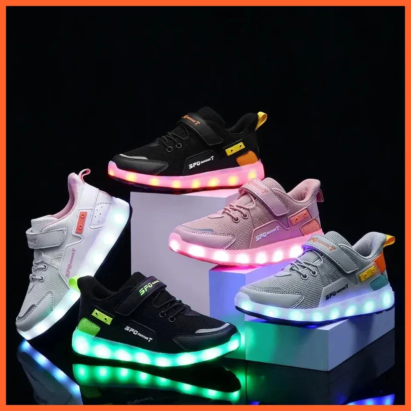 Usb Charging Designer Shoes For Kids Boys Girls | Led Sneakers Glowing Flashing Sneakers Shoes