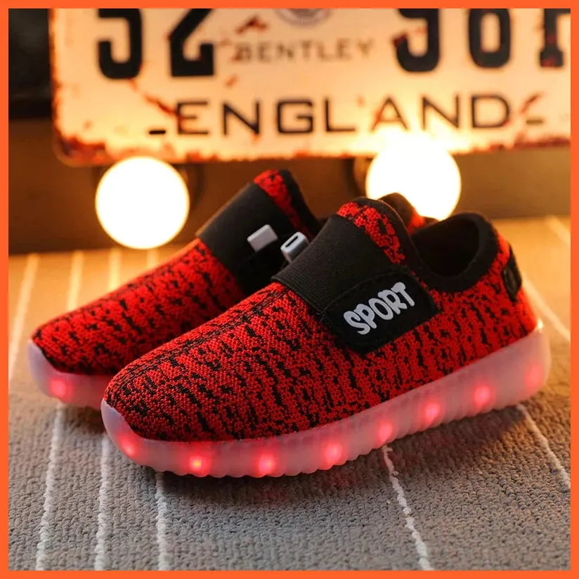 Usb Charging Led Sneakers For Children| Glowing Light Led Breathable Kids Shoes