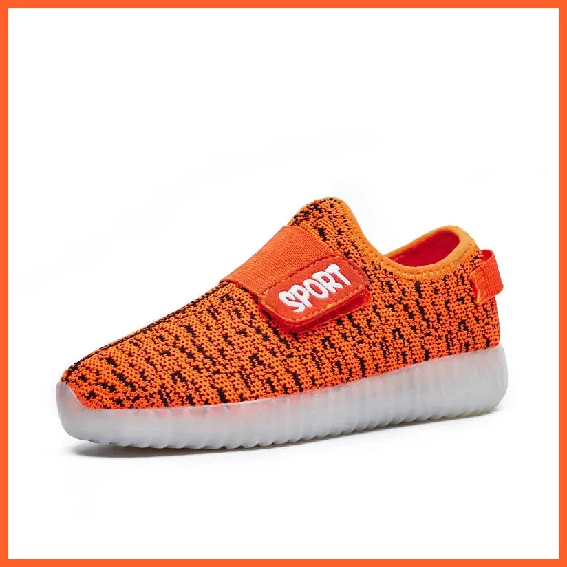 Usb Charging Led Sneakers For Children| Glowing Light Led Breathable Kids Shoes