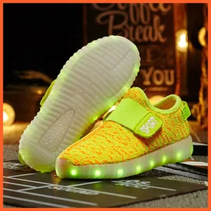Usb Charging Led Sneakers For Children| Glowing Light Led Breathable Kids Shoes