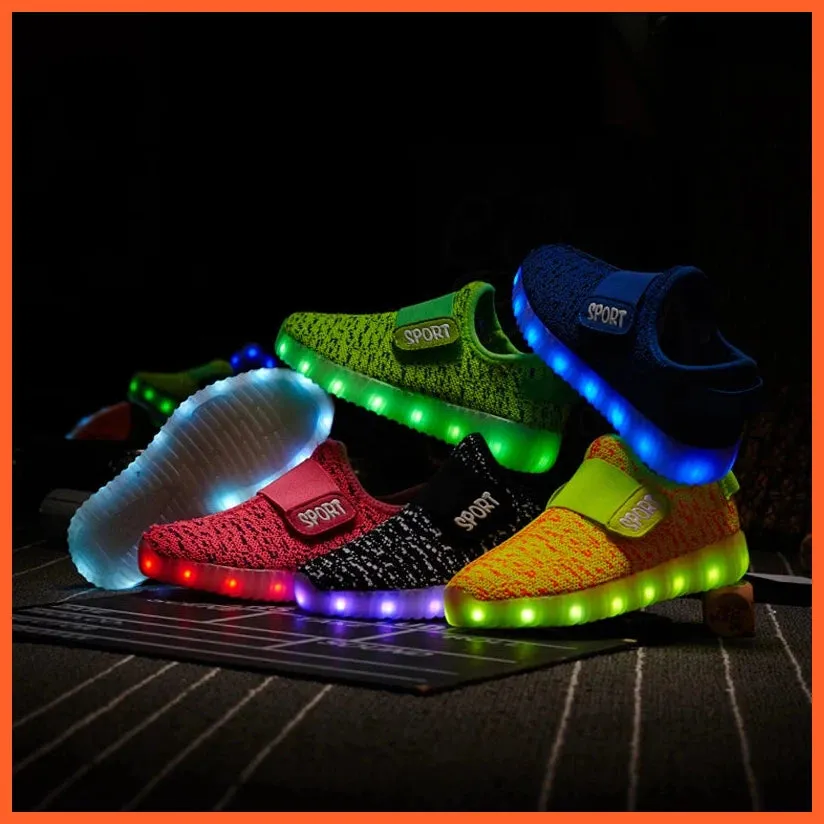 Usb Charging Led Sneakers For Children| Glowing Light Led Breathable Kids Shoes