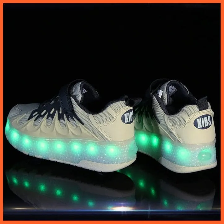 Usb Charging Shoes Luminous Glowing Sneakers Two Wheels Roller Skate