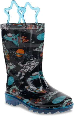Western Chief Kids Mens Light-Up Waterproof Rain Boots (Toddler/Little Kid) Silly Space 6 Toddler Medium