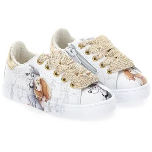 White & Gold 'Lady & The Tramp' Trainers