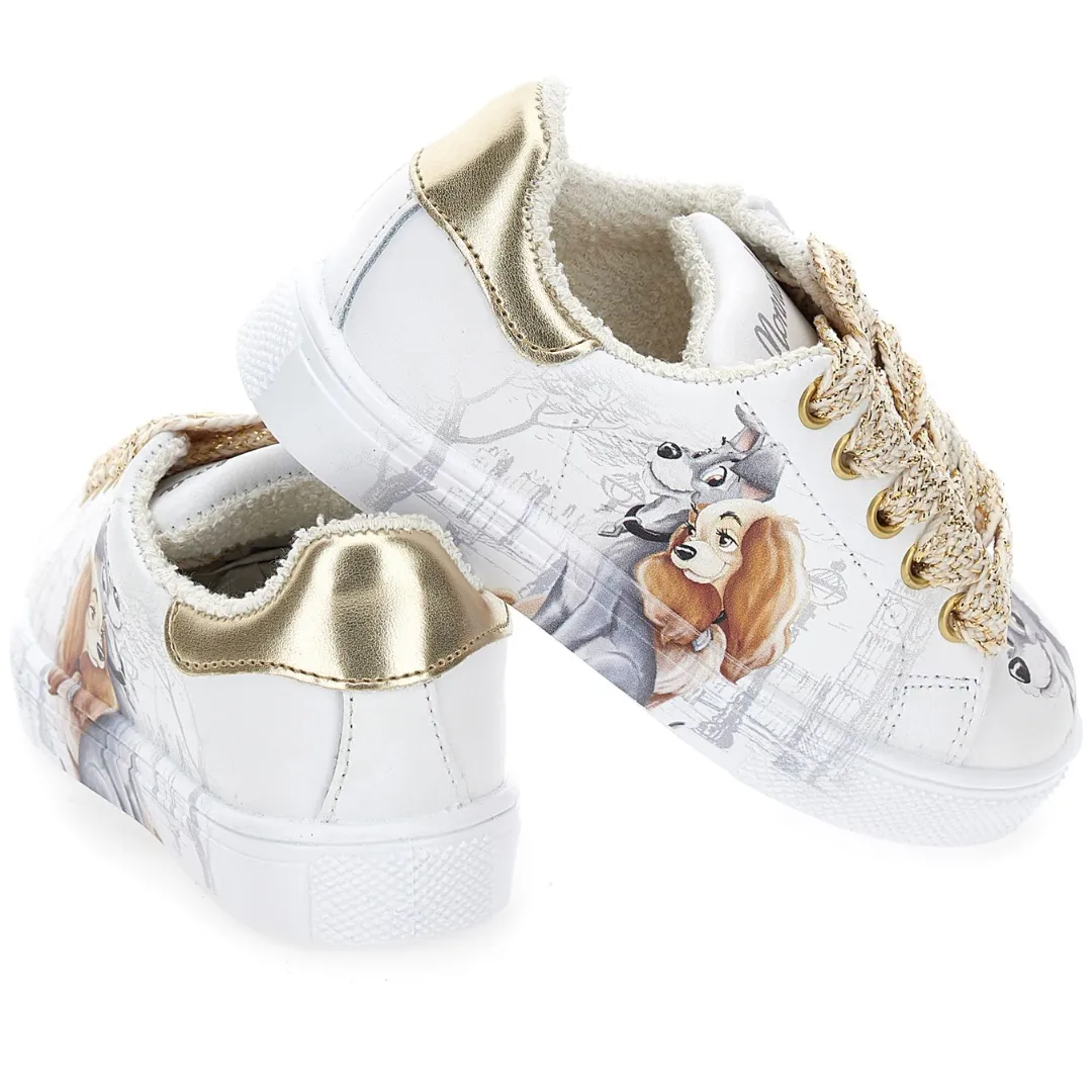 White & Gold 'Lady & The Tramp' Trainers