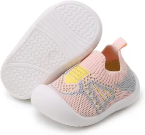 WILLFUN Toddler Boy Girl Mesh Sneakers Baby Knitted Walking Shoes Infant Soft Sole Trainers 1-3 Year-Old Little Kid Breathable Outdoor Shoes