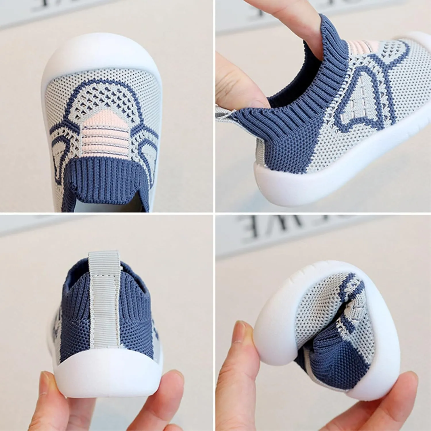 WILLFUN Toddler Boy Girl Mesh Sneakers Baby Knitted Walking Shoes Infant Soft Sole Trainers 1-3 Year-Old Little Kid Breathable Outdoor Shoes