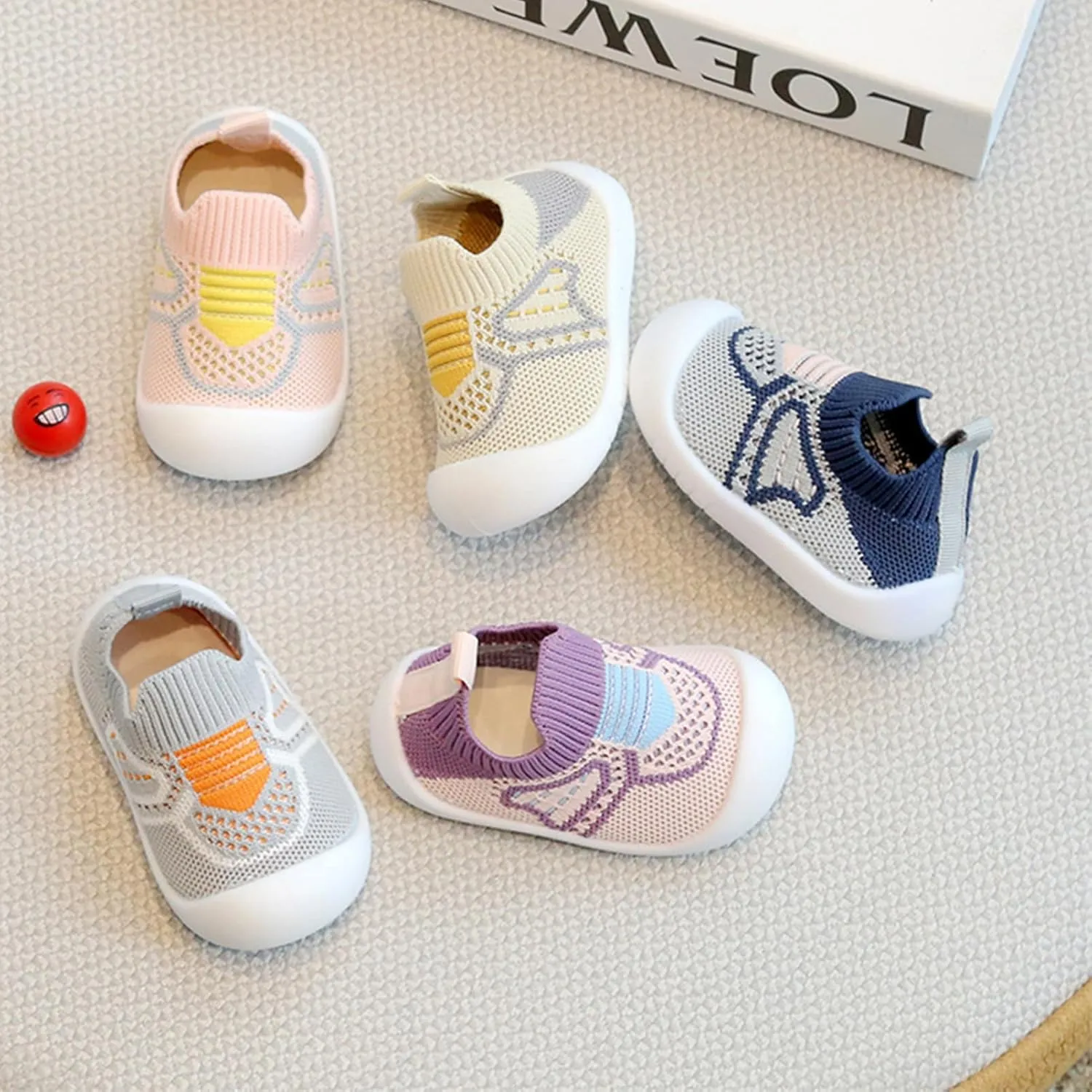 WILLFUN Toddler Boy Girl Mesh Sneakers Baby Knitted Walking Shoes Infant Soft Sole Trainers 1-3 Year-Old Little Kid Breathable Outdoor Shoes