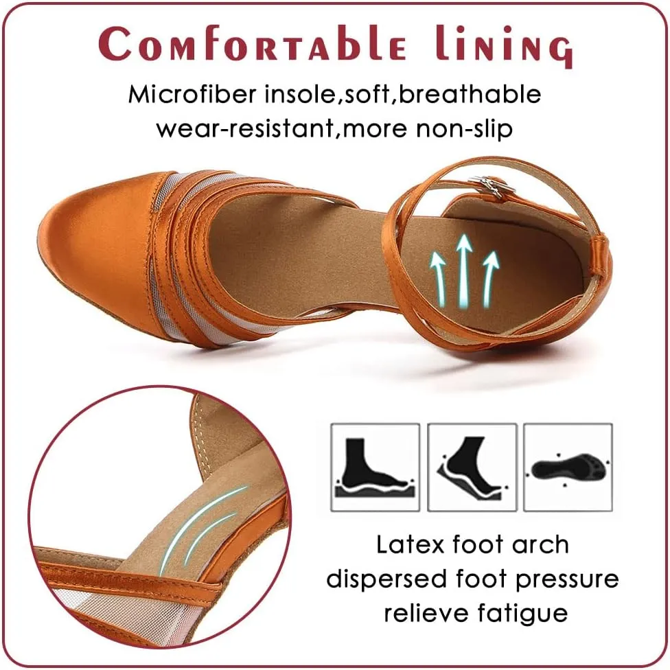 Women Latin Dance Shoes Closed Toe Ballroom Modern Salsa Waltz Tango Dance Performance Shoes Suede Sole