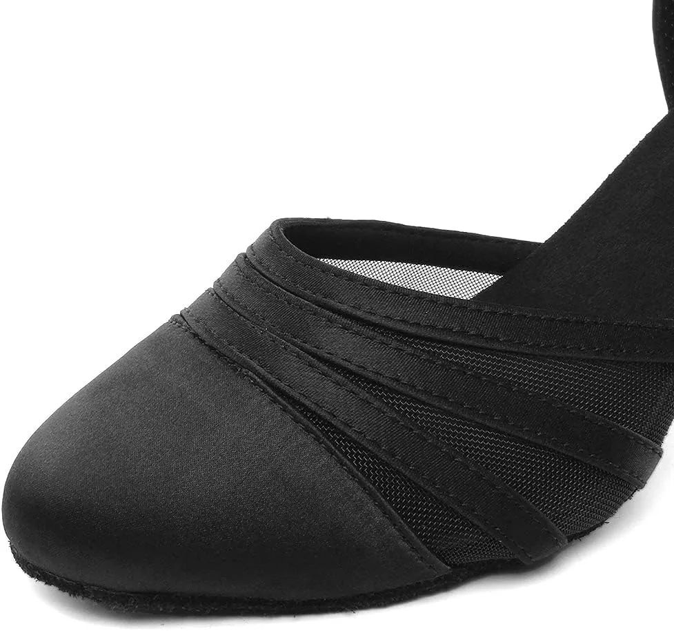 Women Latin Dance Shoes Closed Toe Ballroom Modern Salsa Waltz Tango Dance Performance Shoes Suede Sole