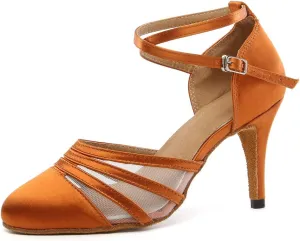 Women Latin Dance Shoes Closed Toe Ballroom Modern Salsa Waltz Tango Dance Performance Shoes Suede Sole