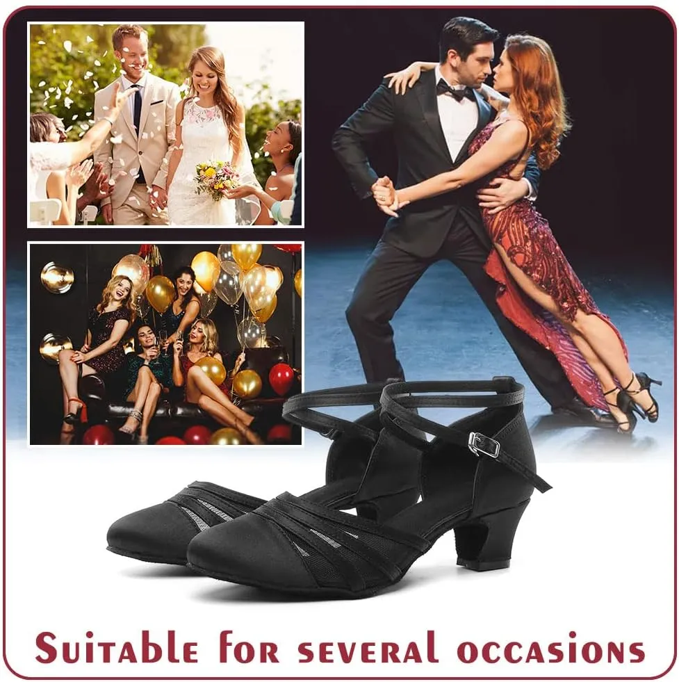 Women Latin Dance Shoes Closed Toe Ballroom Modern Salsa Waltz Tango Dance Performance Shoes Suede Sole