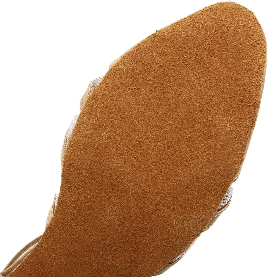 Women Latin Dance Shoes Closed Toe Ballroom Modern Salsa Waltz Tango Dance Performance Shoes Suede Sole