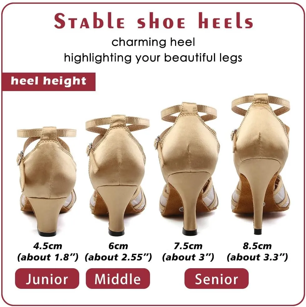 Women Latin Dance Shoes Closed Toe Ballroom Modern Salsa Waltz Tango Dance Performance Shoes Suede Sole