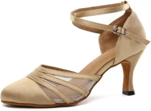 Women Latin Dance Shoes Closed Toe Ballroom Modern Salsa Waltz Tango Dance Performance Shoes Suede Sole