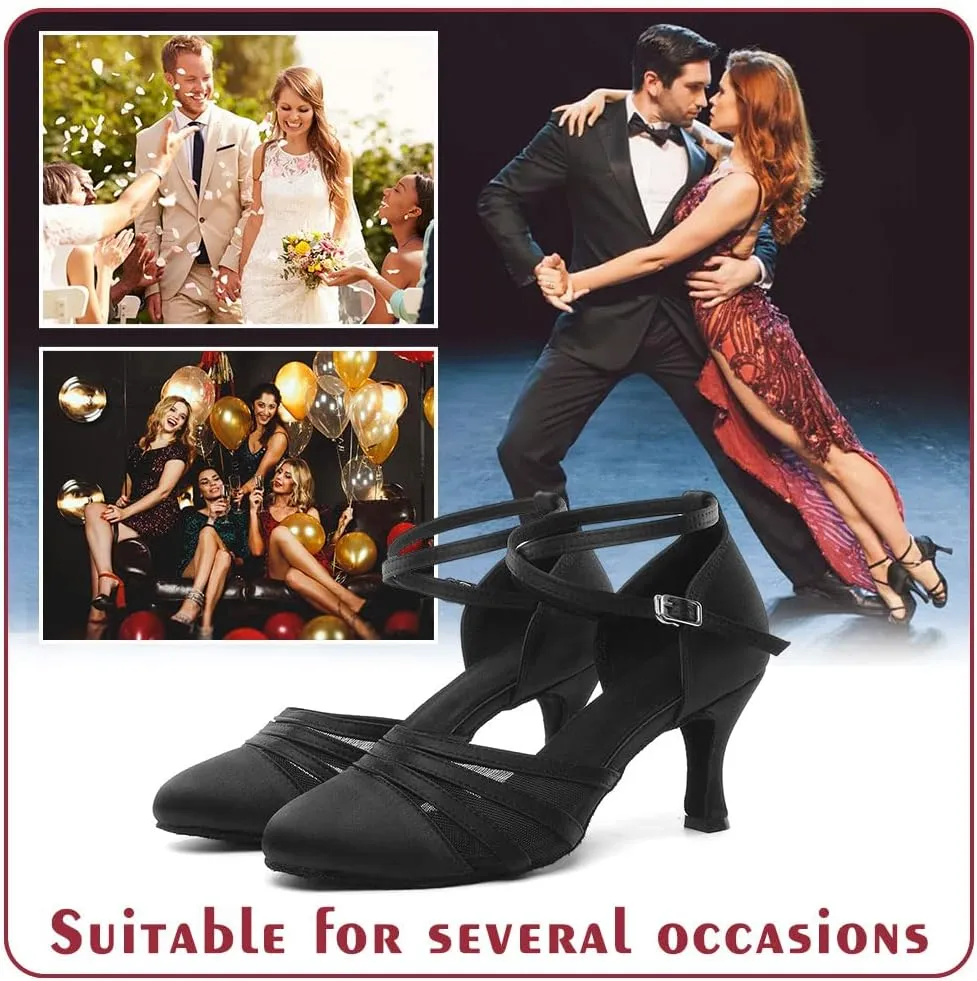 Women Latin Dance Shoes Closed Toe Ballroom Modern Salsa Waltz Tango Dance Performance Shoes Suede Sole