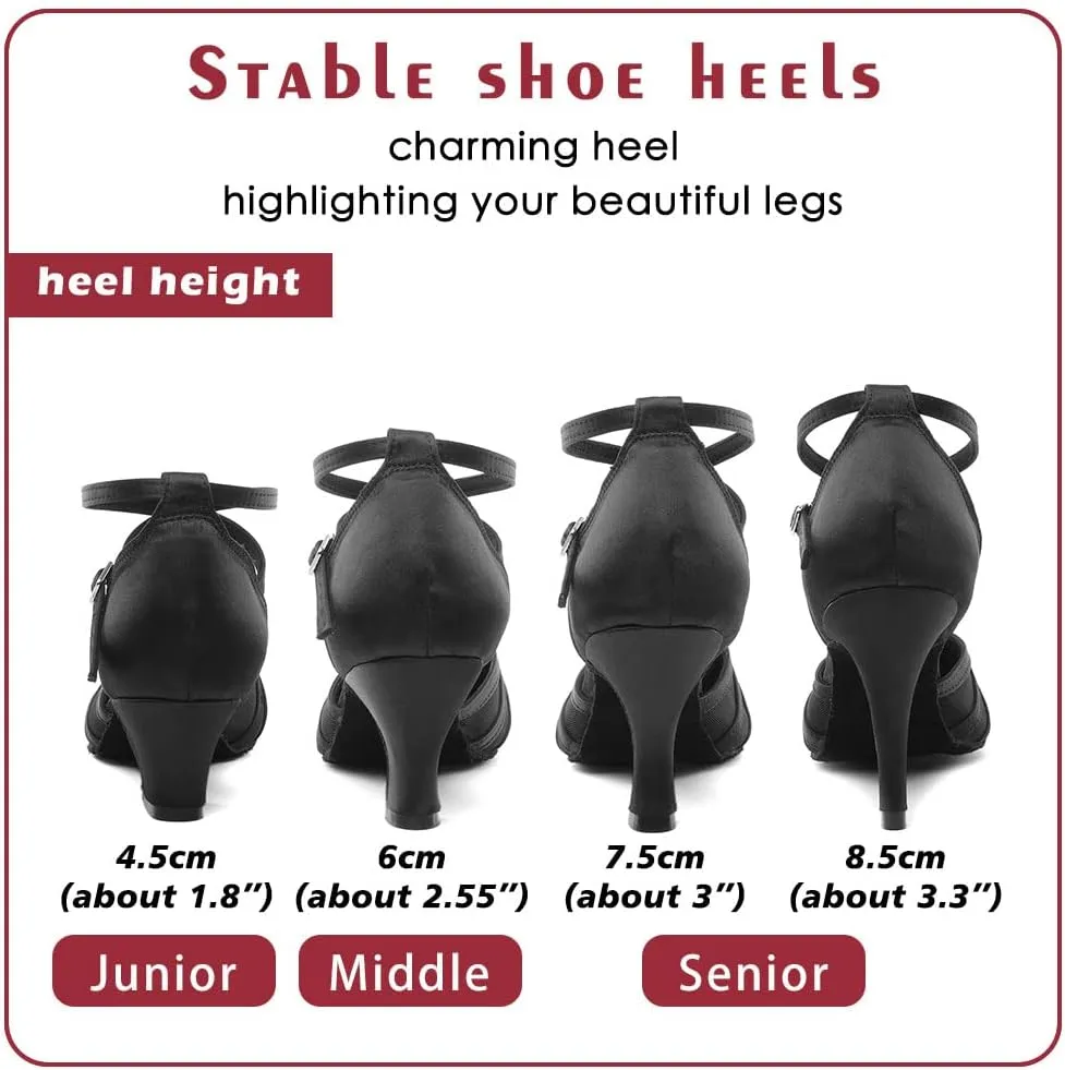 Women Latin Dance Shoes Closed Toe Ballroom Modern Salsa Waltz Tango Dance Performance Shoes Suede Sole