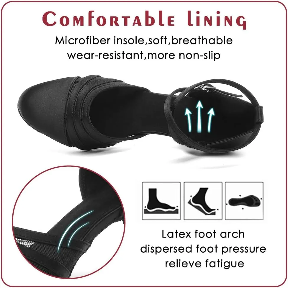 Women Latin Dance Shoes Closed Toe Ballroom Modern Salsa Waltz Tango Dance Performance Shoes Suede Sole