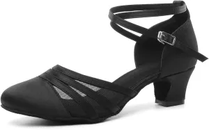 Women Latin Dance Shoes Closed Toe Ballroom Modern Salsa Waltz Tango Dance Performance Shoes Suede Sole