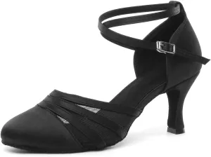 Women Latin Dance Shoes Closed Toe Ballroom Modern Salsa Waltz Tango Dance Performance Shoes Suede Sole