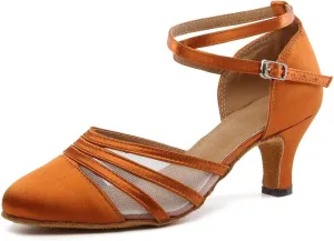Women Latin Dance Shoes Closed Toe Ballroom Modern Salsa Waltz Tango Dance Performance Shoes Suede Sole