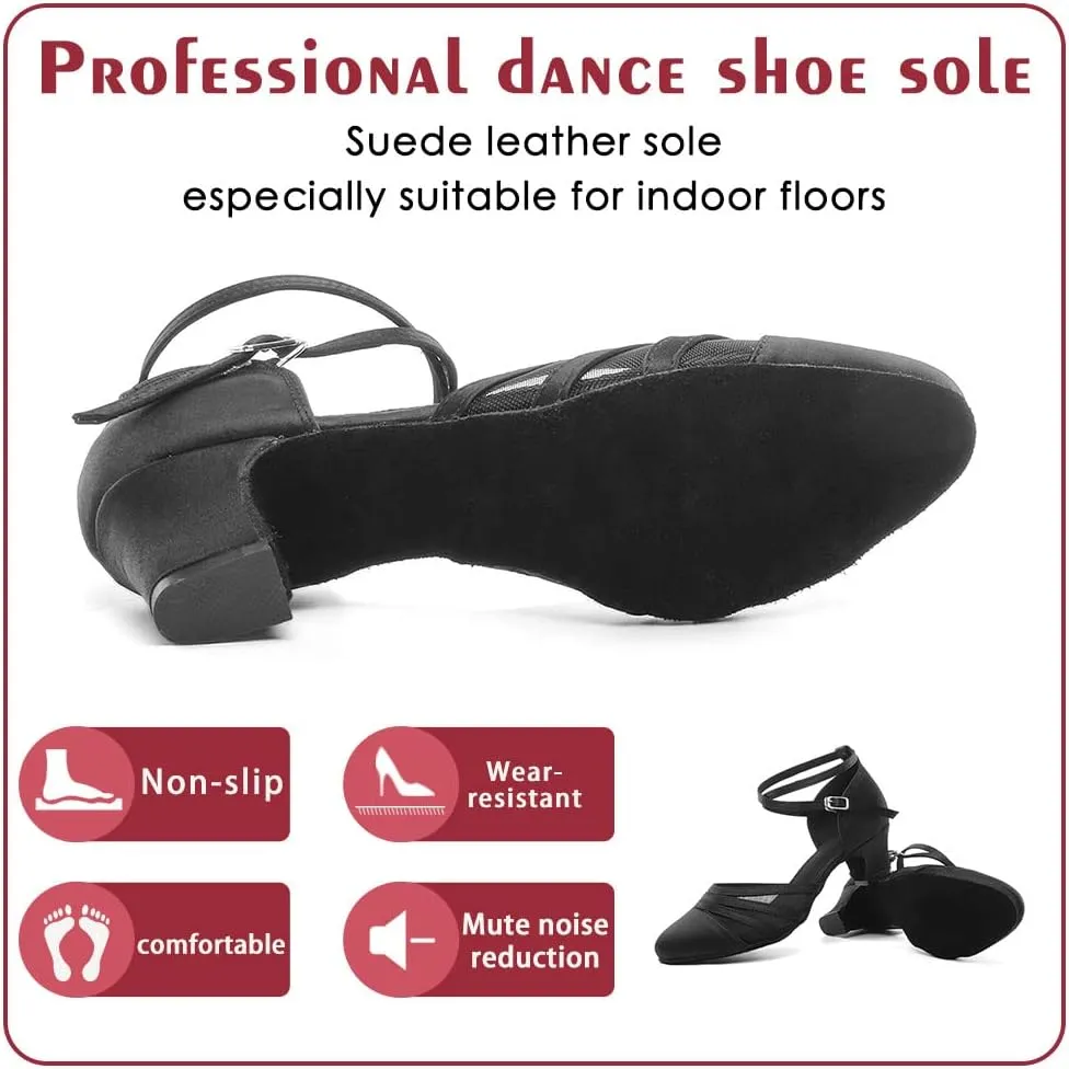 Women Latin Dance Shoes Closed Toe Ballroom Modern Salsa Waltz Tango Dance Performance Shoes Suede Sole