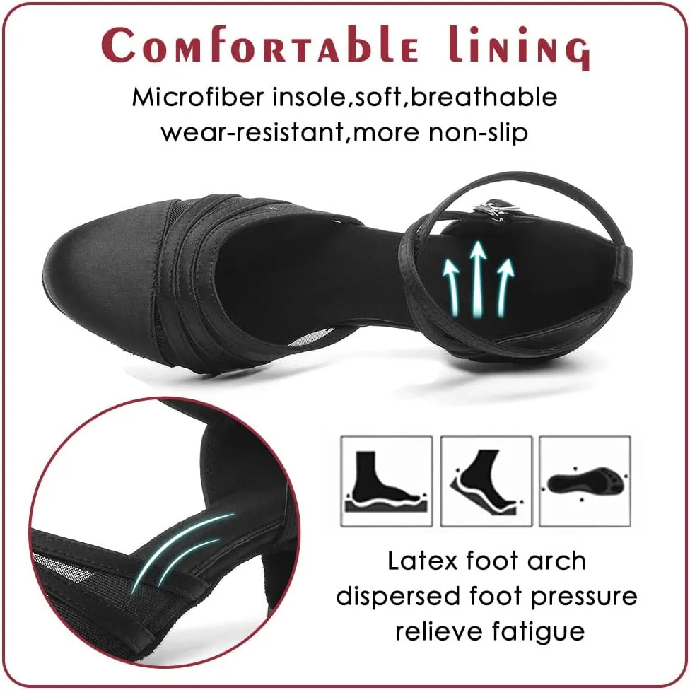 Women Latin Dance Shoes Closed Toe Ballroom Modern Salsa Waltz Tango Dance Performance Shoes Suede Sole