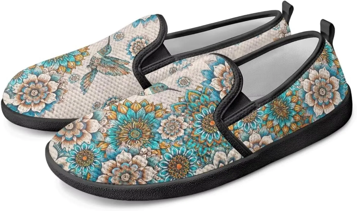 Women's Mesh Flats Shoes Casual Breathable Slip On Sneakers Non-Slip Low Top Outdoor Walking Loafers
