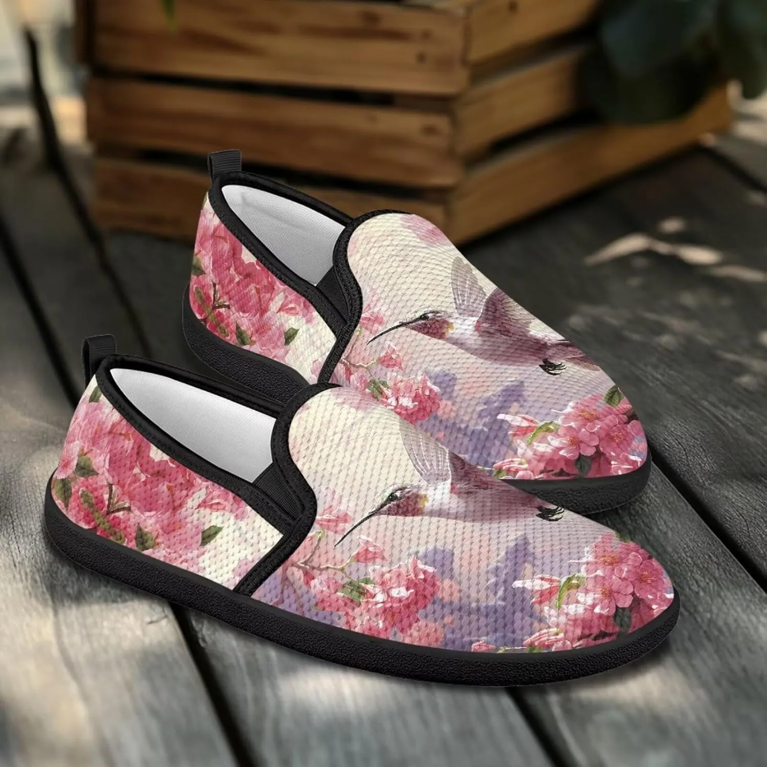 Women's Mesh Flats Shoes Casual Breathable Slip On Sneakers Non-Slip Low Top Outdoor Walking Loafers