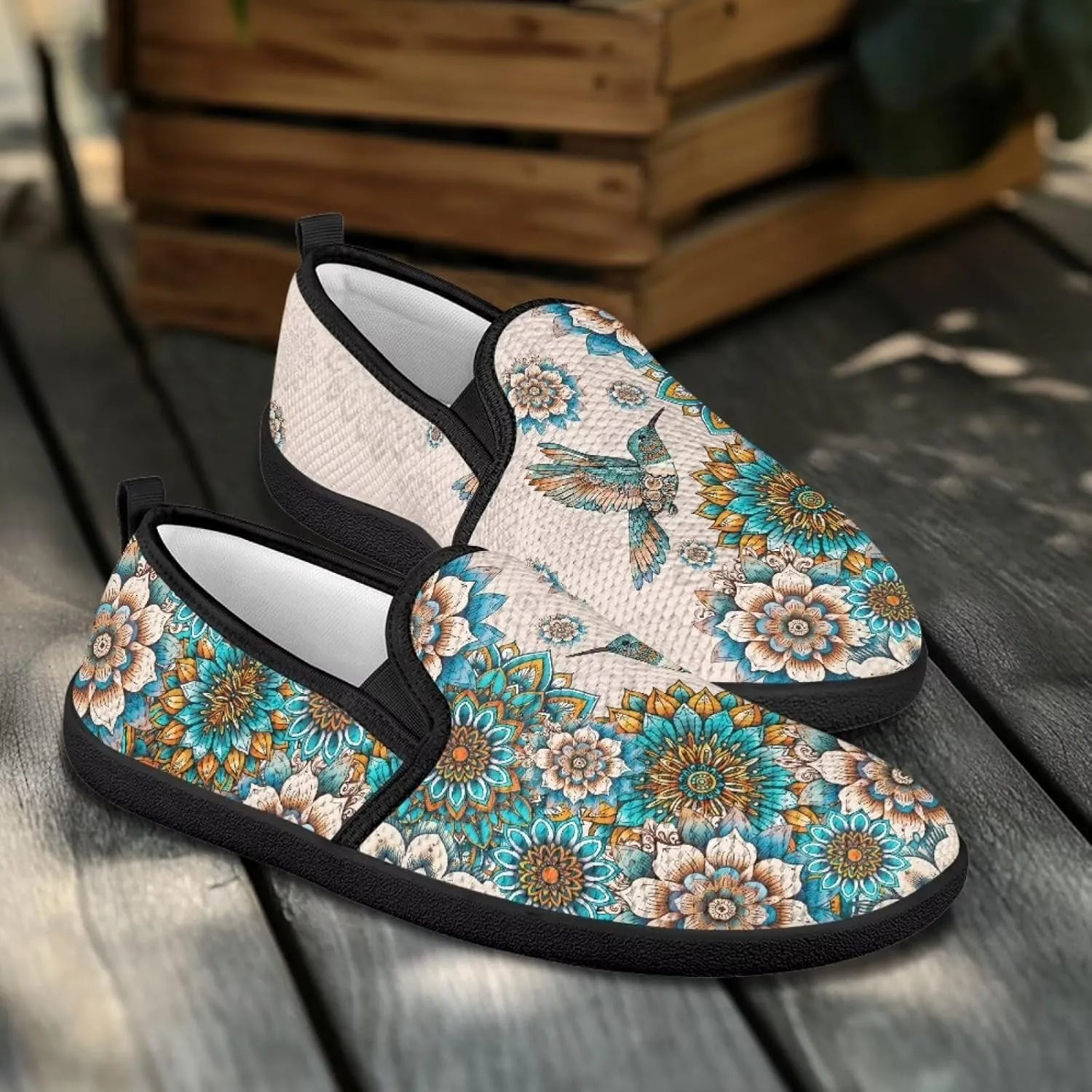 Women's Mesh Flats Shoes Casual Breathable Slip On Sneakers Non-Slip Low Top Outdoor Walking Loafers