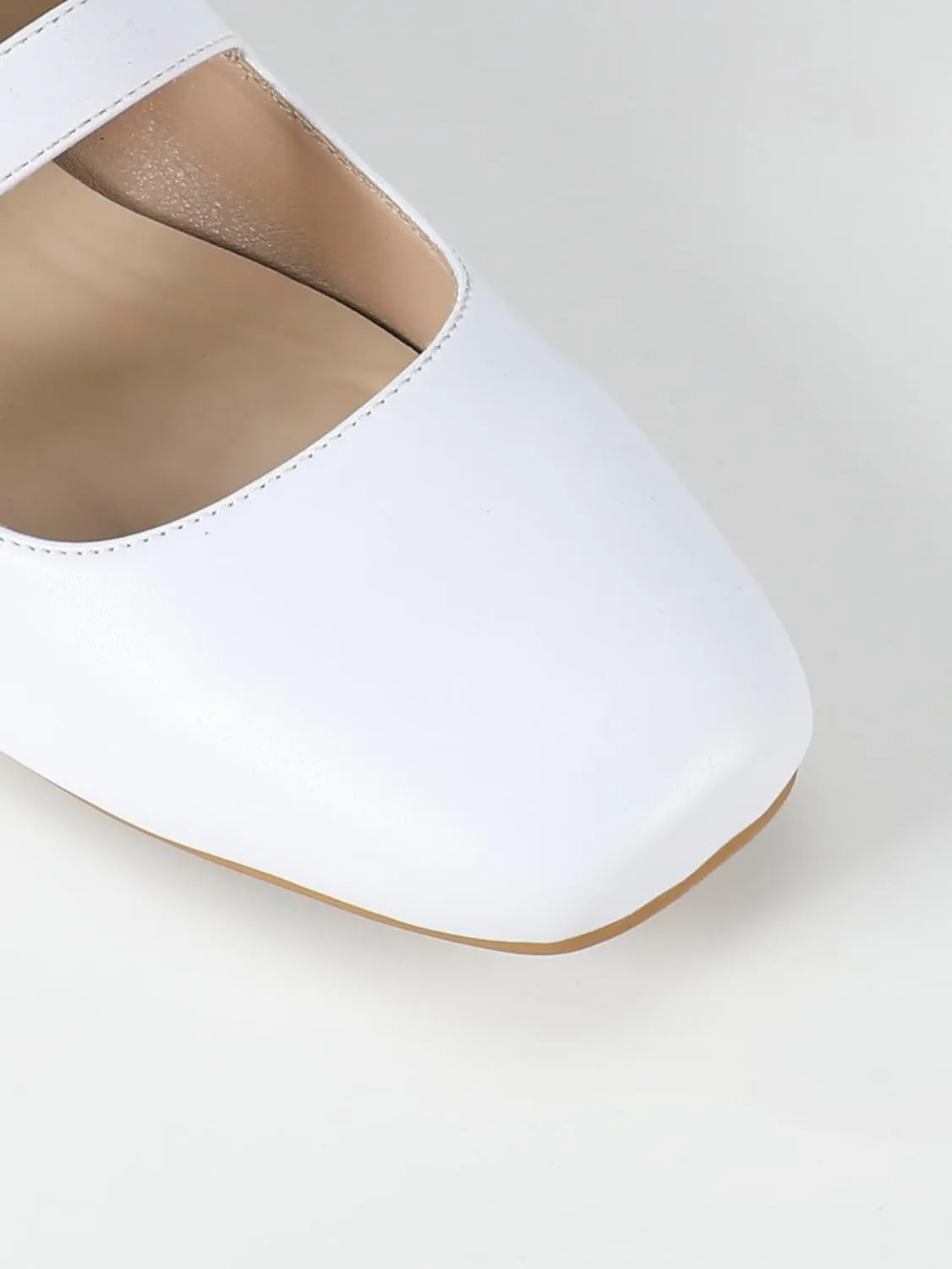 Women's White Flats Mary Jane Square Toe Pumo Rhinestone Buckle Elegant Double Strap Round Toe Dress Shoes for School, Weddings, Parties & Daily Wear