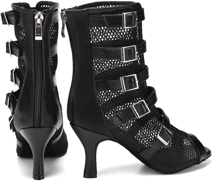 YKXLM Latin Dance Boots Women Ballroom Dance Shoes Salsa Bachata Performance Dancing Shoes
