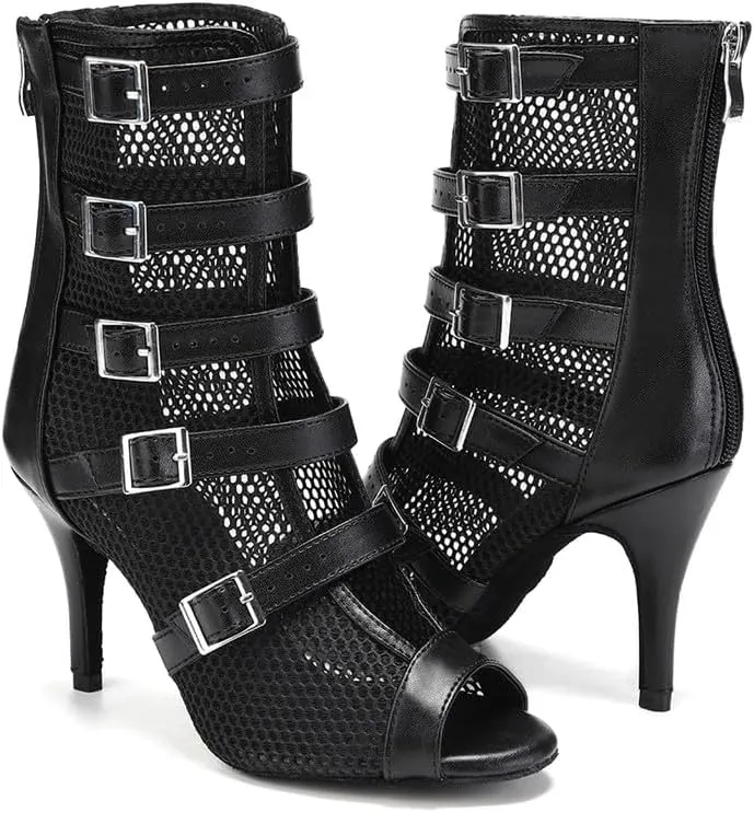 YKXLM Latin Dance Boots Women Ballroom Dance Shoes Salsa Bachata Performance Dancing Shoes