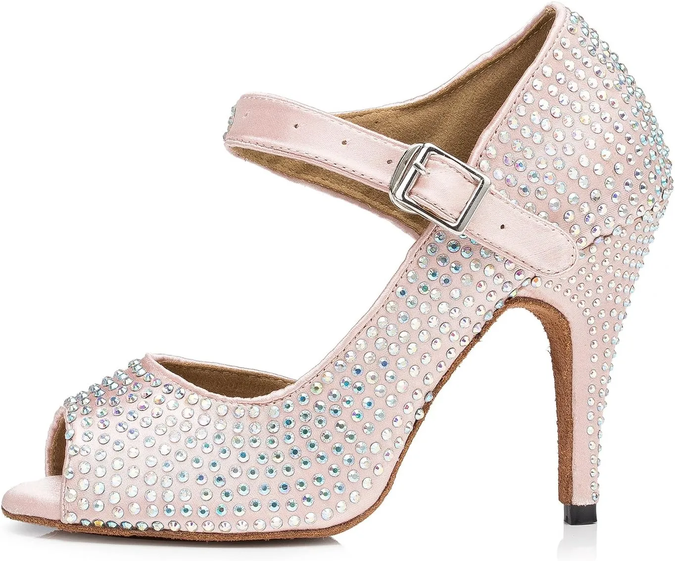YKXLM Women Rhinestone Ballroom Dance Shoes Latin Salsa Performance Dance Shoes