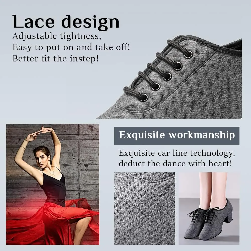 YKXLM Women Standard Practice Social Dance Sneaker Beginner Dance Practice Shoes for Women Low Heel Ballroom