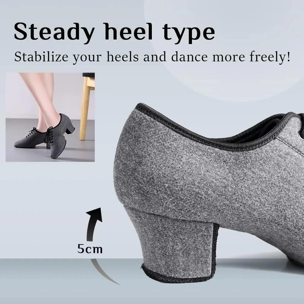 YKXLM Women Standard Practice Social Dance Sneaker Beginner Dance Practice Shoes for Women Low Heel Ballroom