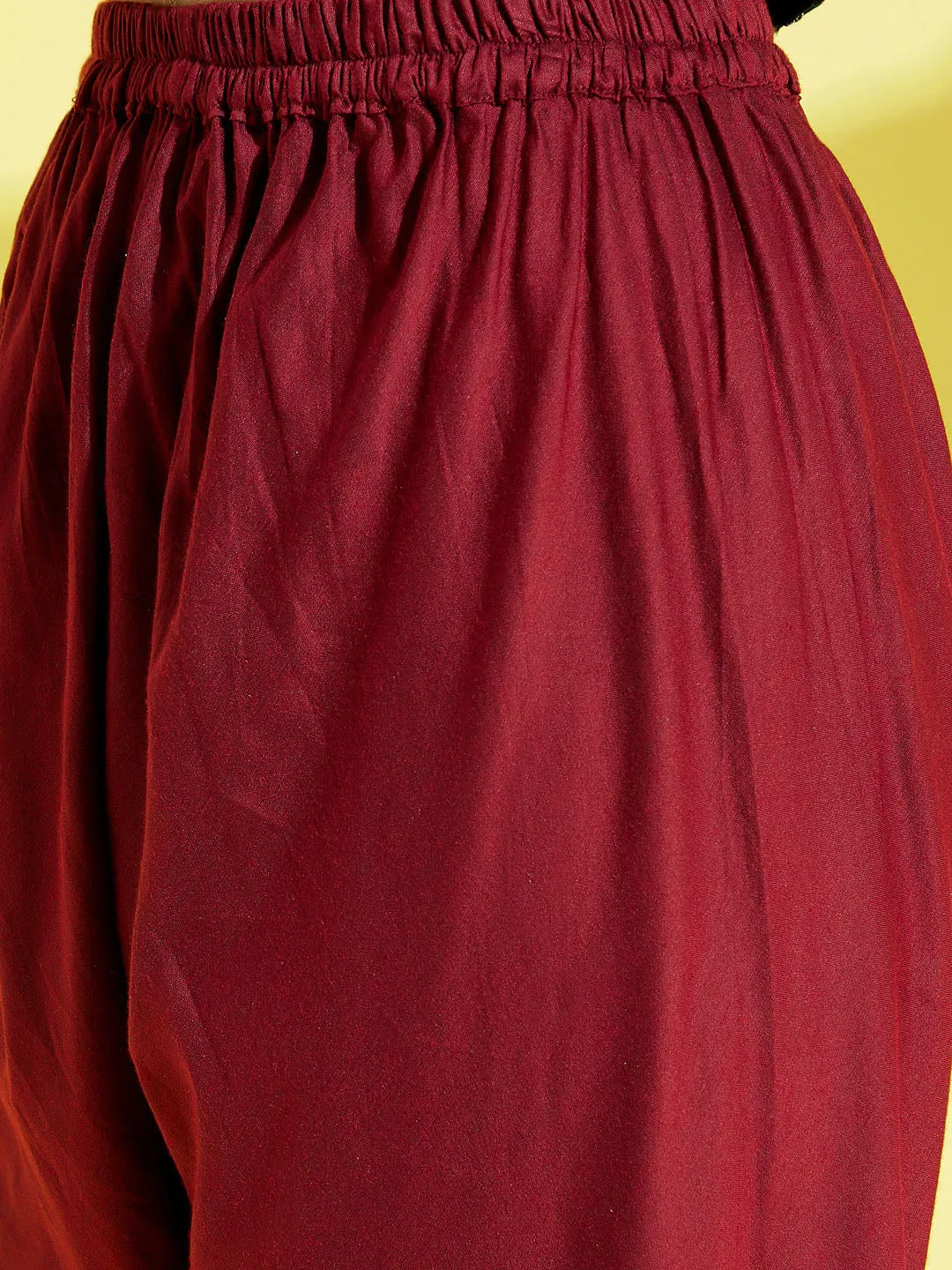 YUVA BY VASTRAMAY Girl's Maroon  Mirror Kurta Pyjama Set