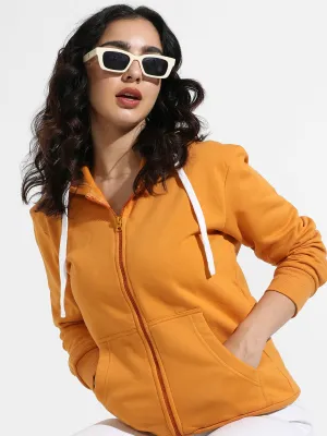 Zip-Front Hoodie With Contrast Drawstring